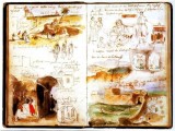 Detail jedné z tabulí z virtuální výstavy Fenomén vandrovní knížky - deník francouzského malíře Eugène Delacroixe 