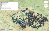 Mapa hnízd čápů bílých (www.birdlife.cz/capi)