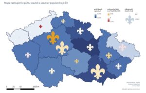 Junák - český skaut , počty členů podle krajů
